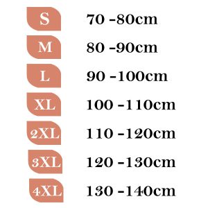 جدول سایزبندی شکم بند الاستیک کیورد